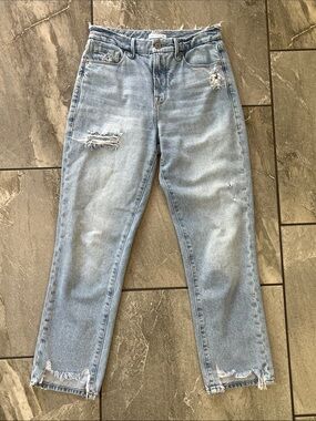 🤍 Good American Good Boy Jeans Size 0 / 25 Light Wash Distressed 100% Cotton